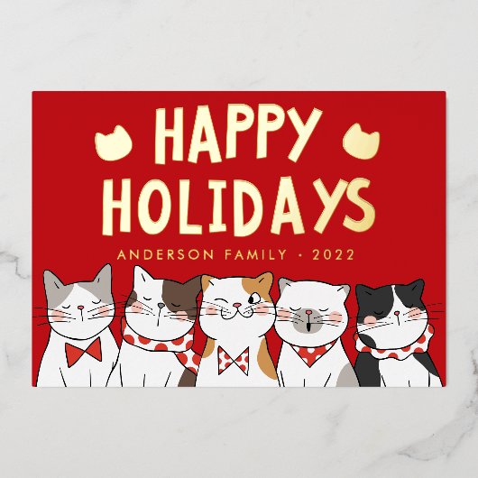 prettige feestdagen Funny Cute Cats Caroling (Voorkant)