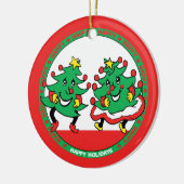 prettige feestdagen Funny Dansende kerstbomen Keramisch Ornament (Links)