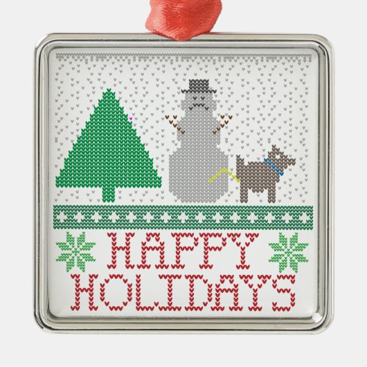 prettige feestdagen Funny Dog Peeing Snowman Kerst Metalen Ornament (Voorkant)