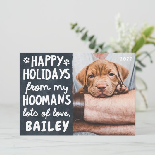 prettige feestdagen Funny Modern Pet Custom Photo Feestdagenkaart (Staand voorkant)