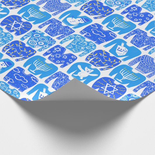 prettige feestdagen Funny Ugly Hannukah Sweaters Cadeaupapier (Hoek)