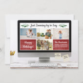 Prettige feestdagen Funny Zoom Quarantine Photo Co Feestdagenkaart (Voorkant)