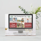 Prettige feestdagen Funny Zoom Quarantine Photo Co Feestdagenkaart (Staand voorkant)