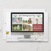 prettige feestdagen Funny Zoom Quarantine Photo Co Feestdagenkaart (Voorkant)