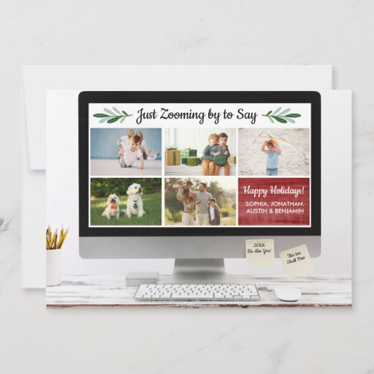 prettige feestdagen Funny Zoom Quarantine Photo Co Feestdagenkaart (Voorkant)