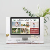 prettige feestdagen Funny Zoom Quarantine Photo Co Feestdagenkaart (Staand voorkant)