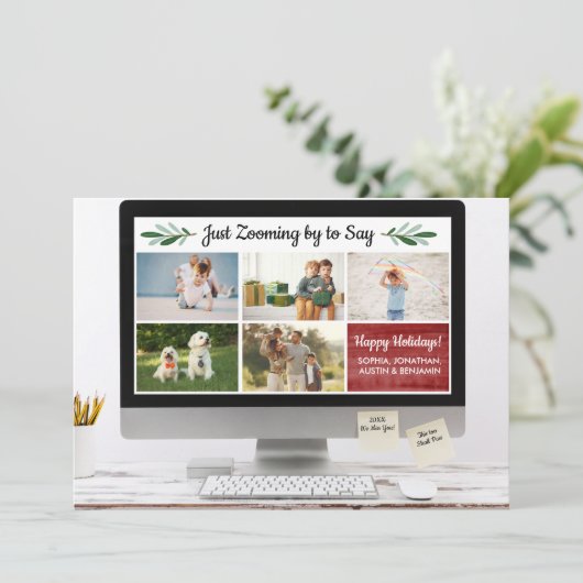 prettige feestdagen Funny Zoom Quarantine Photo Co Feestdagenkaart (Staand voorkant)