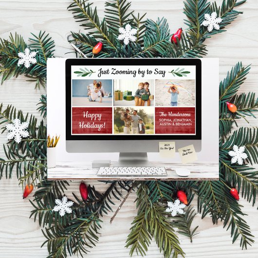 Prettige feestdagen Funny Zoom Quarantine Photo Co Feestdagenkaart