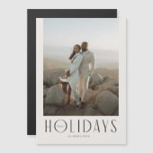 Prettige feestdagen Geavanceerde crème en zwart Magnetische Uitnodiging (Voorkant / Achterkant)