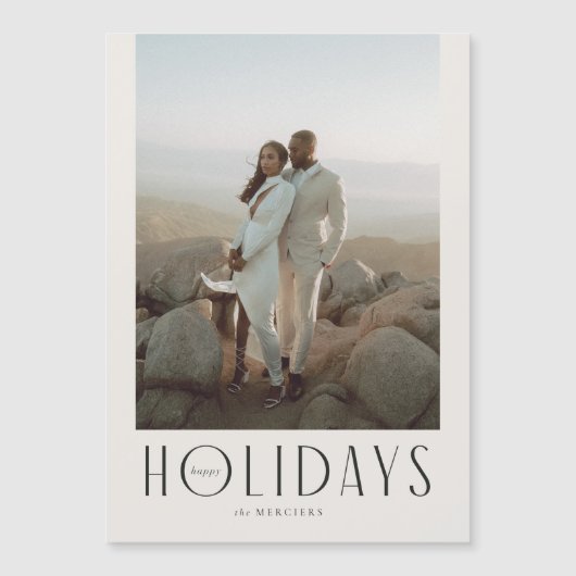 Prettige feestdagen Geavanceerde crème en zwart Magnetische Uitnodiging (Voorkant)