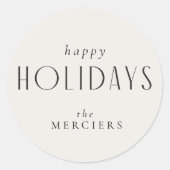 Prettige feestdagen Geavanceerde crème en zwart Ronde Sticker (Voorkant)