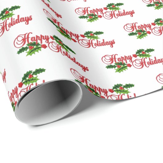 Prettige feestdagen Geborduurde look  stijl cadeau Cadeaupapier (Rol Hoek)