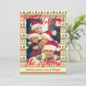 Prettige Feestdagen - Gebreid Patroon Kerstkaart Kaart (Staand voorkant)