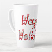 prettige feestdagen gedecorbeerde tekst latte mok (Linkerhoek)