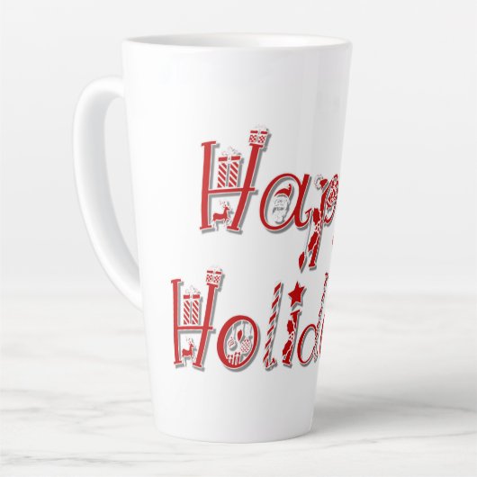 prettige feestdagen gedecorbeerde tekst latte mok (Linkerhoek)