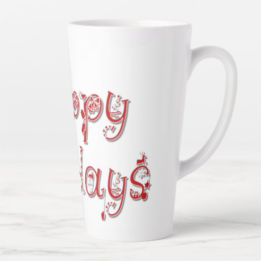 prettige feestdagen gedecorbeerde tekst latte mok (Rechts)