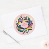 PRETTIGE FEESTDAGEN GEDURFDE KLEURRIJKE KERSTKRANS RONDE STICKER (Envelop)