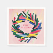 PRETTIGE FEESTDAGEN GEDURFDE KLEURRIJKE KERSTKRANS SERVET (Voorkant)