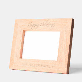 Prettige feestdagen Geëtst Hout FAMILIENAAM Tijdlo Gegraveerde Lijstjes