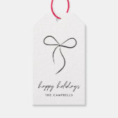 Prettige feestdagen Gehuld in liefde zwarte boog Cadeaulabel (Voorkant)