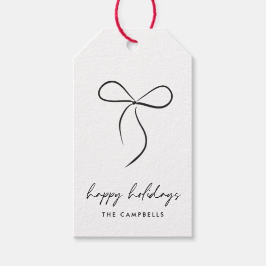 Prettige feestdagen Gehuld in liefde zwarte boog Cadeaulabel (Voorkant)