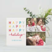 Prettige feestdagen Gelukkig Gelukkig Fotokaart Feestdagenkaart (Staand voorkant)