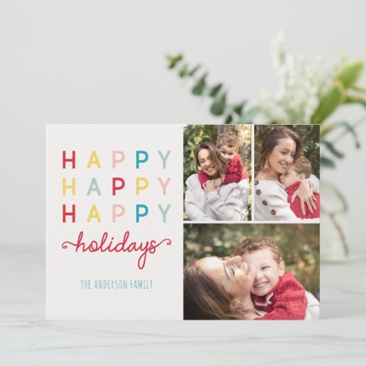 Prettige feestdagen Gelukkig Gelukkig Fotokaart Feestdagenkaart (Staand voorkant)