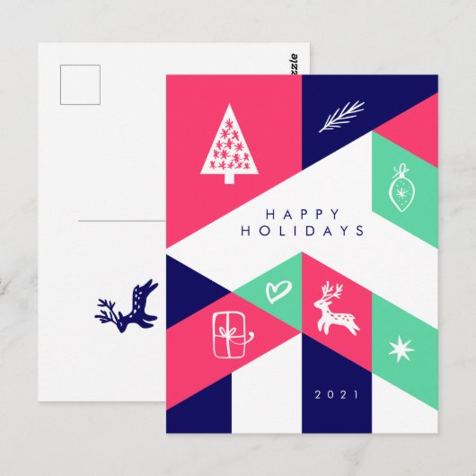 prettige feestdagen Geometrisch kerstBriefkaart Briefkaart (Voorkant / Achterkant)