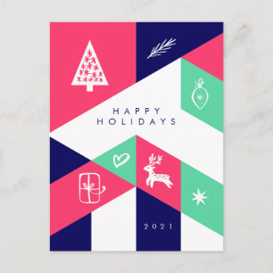 prettige feestdagen Geometrisch kerstBriefkaart Briefkaart