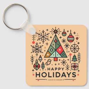 Prettige feestdagen Geometrische kerstboom Sleutelhanger