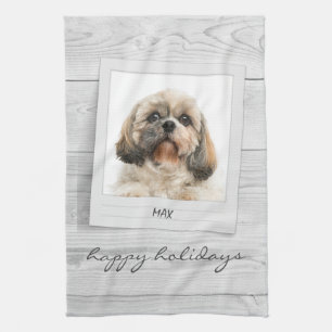 prettige feestdagen Gepersonaliseerd Foto Lijst Pe Theedoek