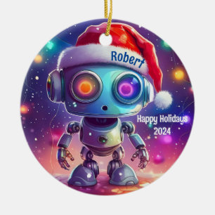 Prettige feestdagen Gepersonaliseerd robot Ornamen Keramisch Ornament