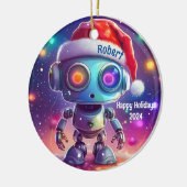 Prettige feestdagen Gepersonaliseerd robot Ornamen Keramisch Ornament (Links)