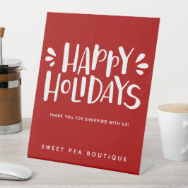 prettige feestdagen - Gepersonaliseerd rood kerstf Reclamebord Met Voetstuk