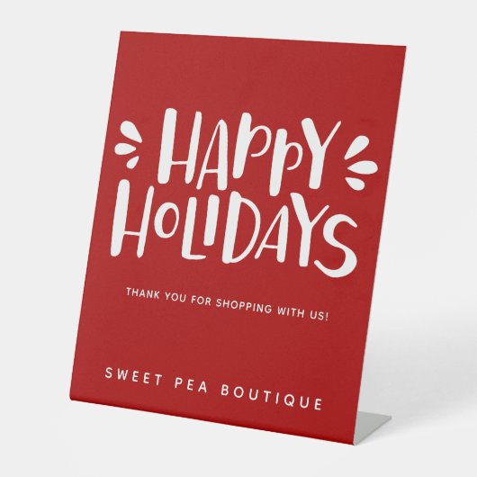 prettige feestdagen - Gepersonaliseerd rood kerstf Reclamebord Met Voetstuk (Voorkant)