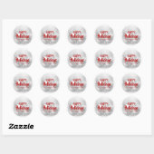Prettige feestdagen Gepersonaliseerd ROOD Wit Ronde Sticker (Vel)