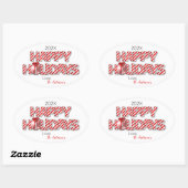 Prettige feestdagen Gepersonaliseerde ballon Ovale Sticker (Vel)