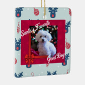 Prettige feestdagen Gepersonaliseerde hondenbezitt Keramisch Ornament (Rechts)