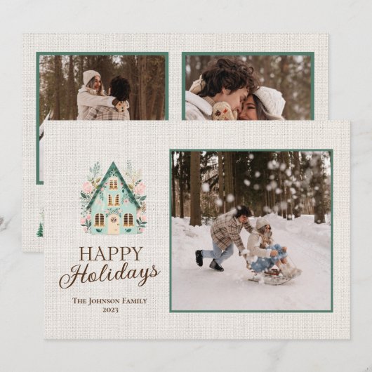 Prettige feestdagen Gepersonaliseerde Kaart met fo (Voorkant / Achterkant)