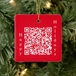 Prettige feestdagen Gepersonaliseerde QR-code Keramisch Ornament