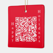 Prettige feestdagen Gepersonaliseerde QR-code Keramisch Ornament (Links)