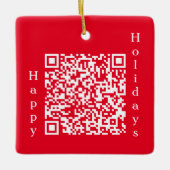 Prettige feestdagen Gepersonaliseerde QR-code Keramisch Ornament (Voorkant)