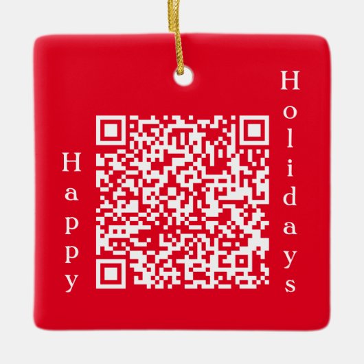 Prettige feestdagen Gepersonaliseerde QR-code Keramisch Ornament (Voorkant)
