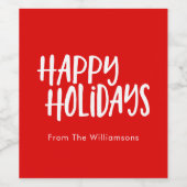 Prettige feestdagen Gepersonaliseerde Vette Rode K Wijn Etiket (Enkel label)