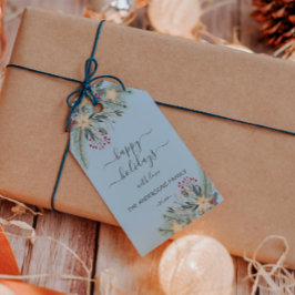 Prettige feestdagen Gepersonaliseerde waterverf Cadeaulabel