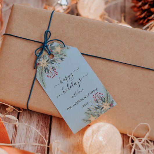 Prettige feestdagen Gepersonaliseerde waterverf Cadeaulabel