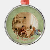 prettige feestdagen Geplande kerstfoto Metalen Ornament (Voorkant)