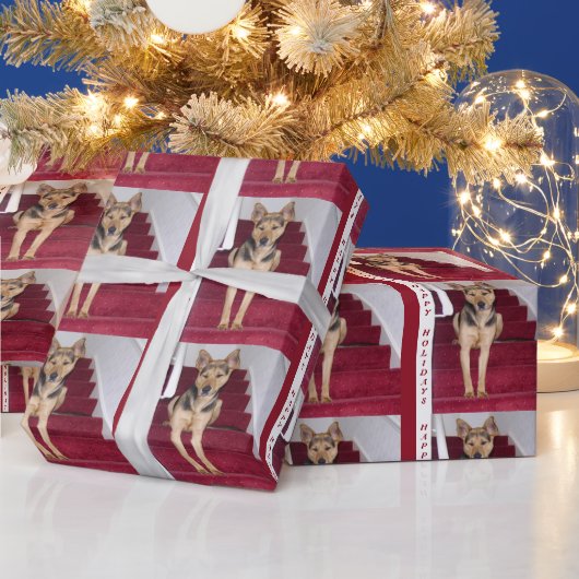 prettige feestdagen German Shepherd Wrapping Paper Cadeaupapier (Feestdagen)
