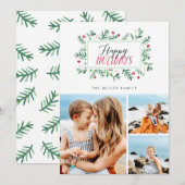 Prettige Feestdagen Geschilderde Botanische afbeel Feestdagenkaart (Voorkant / Achterkant)