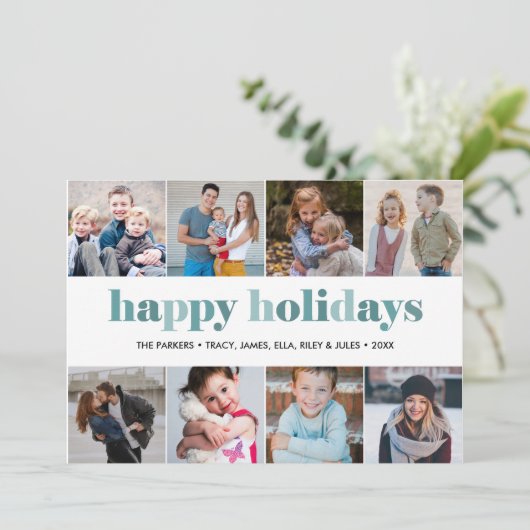 Prettige feestdagen getrokken | Fotocollage Kerstm Kaart (Staand voorkant)
